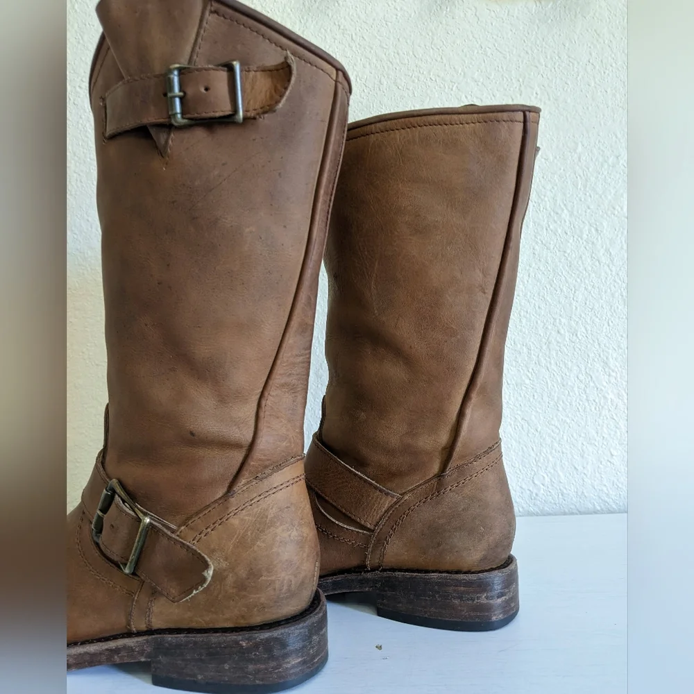 Freebird by Steven Crosby Slouch Leather Buckle Boots 6 - Picture 12 of 16